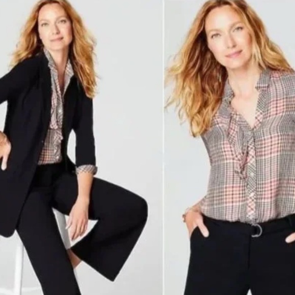 J.Jill * Tea-rose Pink Plaid Ruffled Blouse * Size 1X - Picture 6 of 6